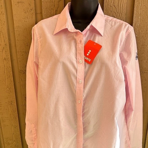 35. Pink Button Down shirt with embroidered logo on sleeve - NWT - Picture 3 of 9